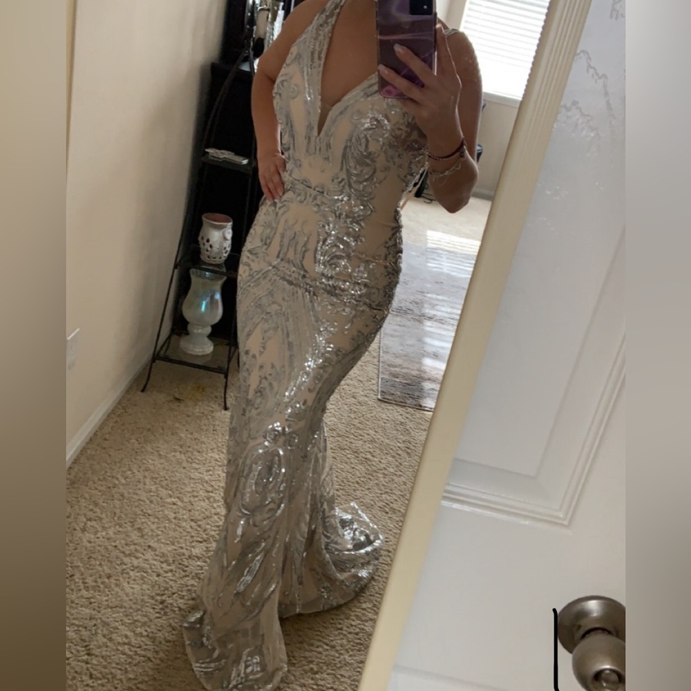 Silver nude gown